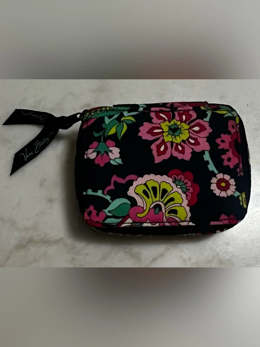 Vera Bradley Black Floral Quilted Pill Box Days Of The Week  Organizer